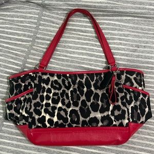 Coach Leopard Purse with Red Trim - Great Condition